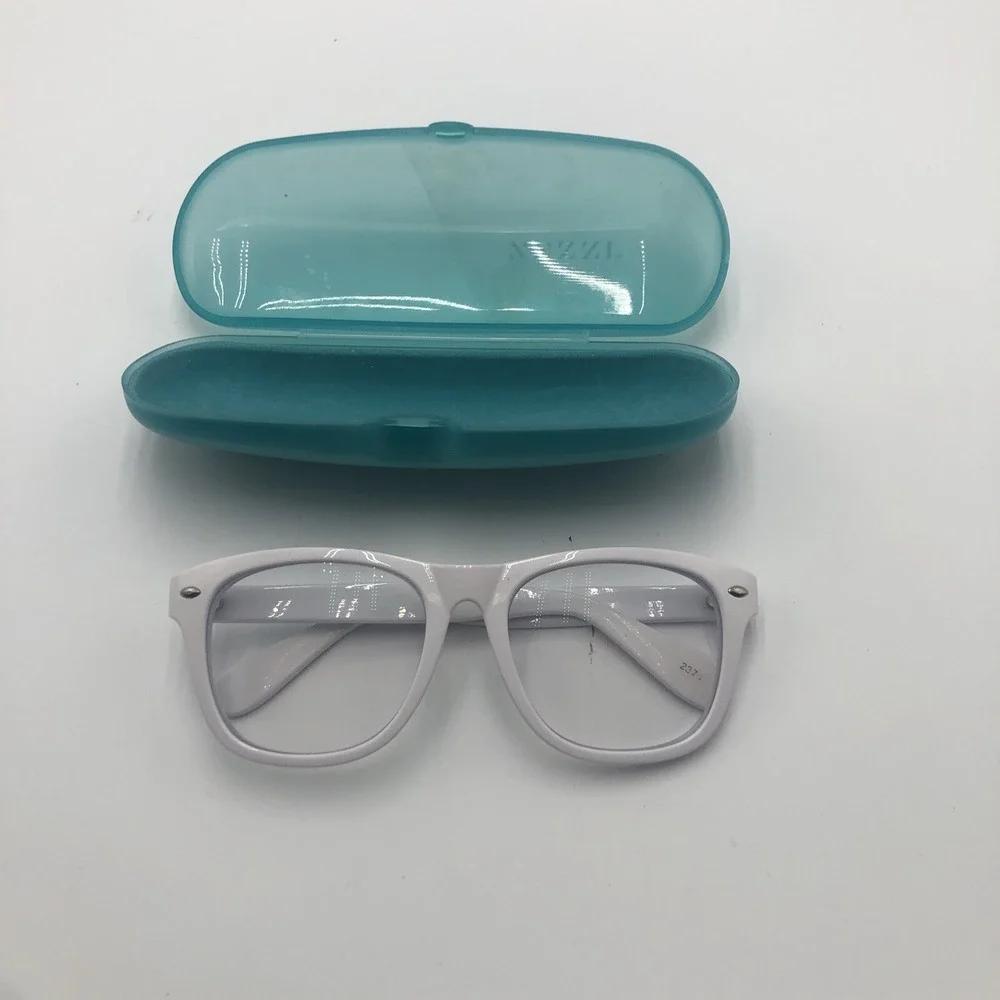 Womens Glasses Frames Zenni White Square Shaped  W/ Lens Preowned Used With Case